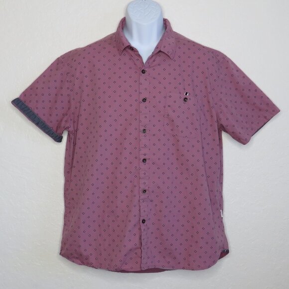 7 Diamonds* Men's Short Sleeve Button Down Curved Hem Chest Pocket BOHO Shirt~XL - Picture 1 of 11